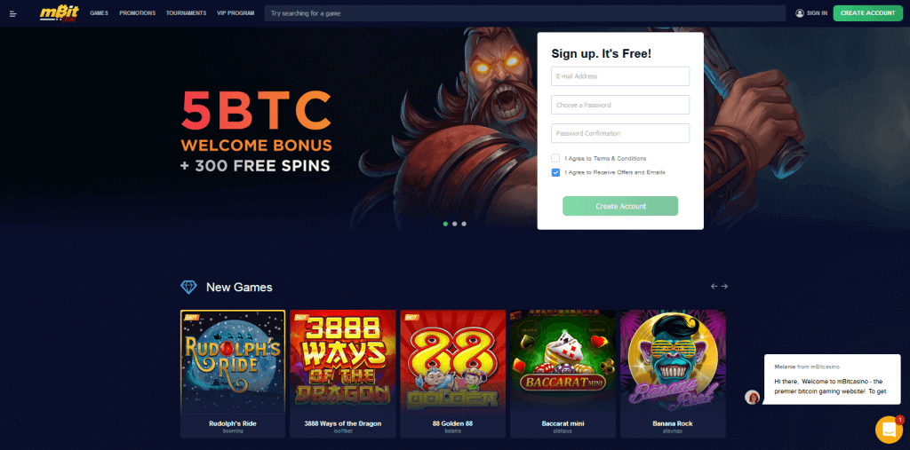 mBitcasino wwelcome bonus