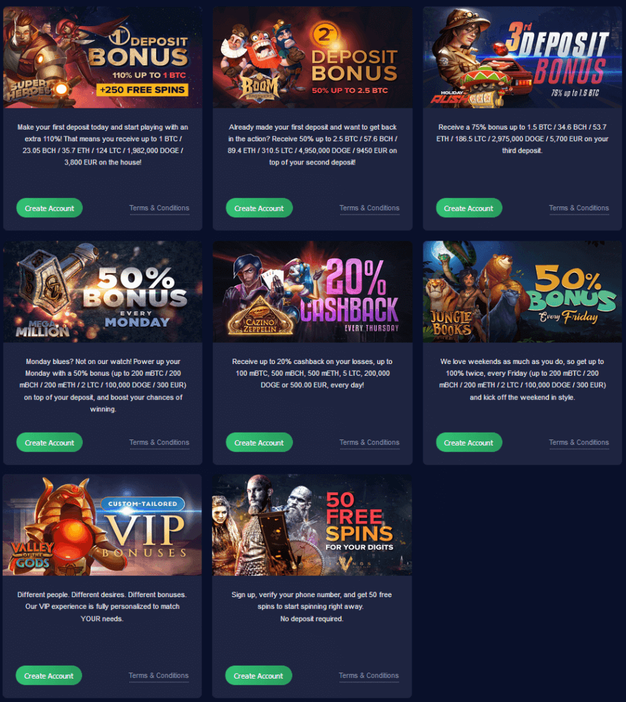 mBitcasino Bonuses