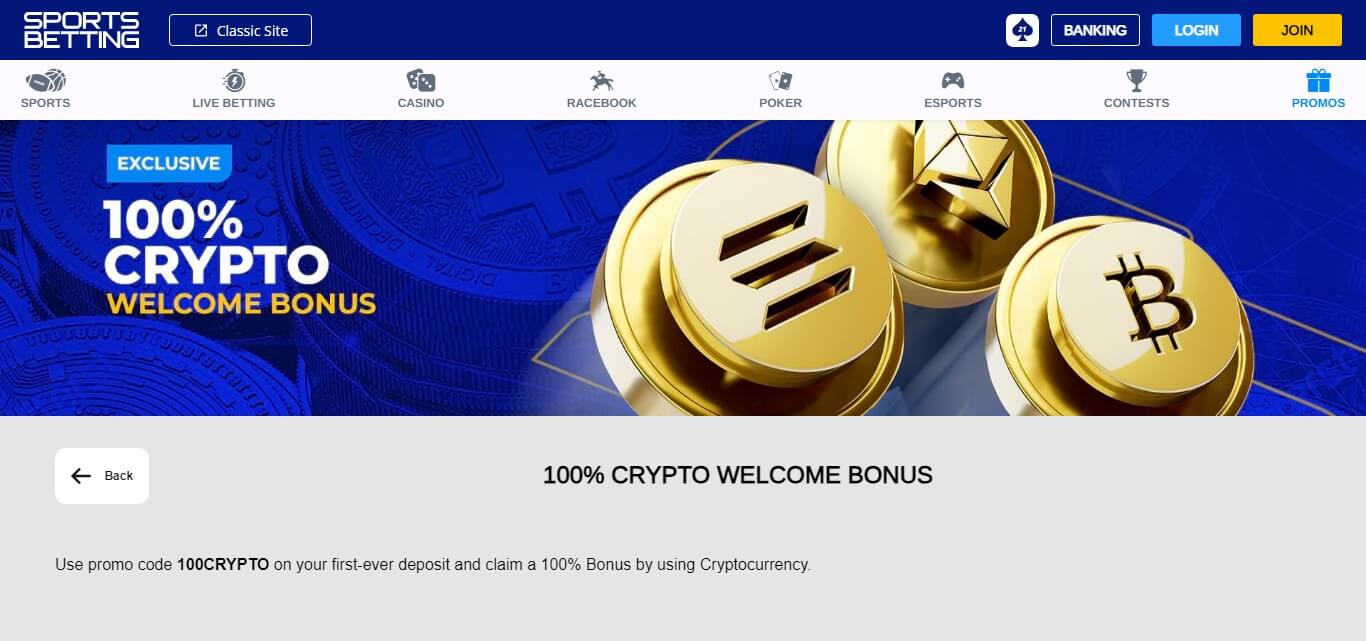 SportsBetting Crypto Bonus